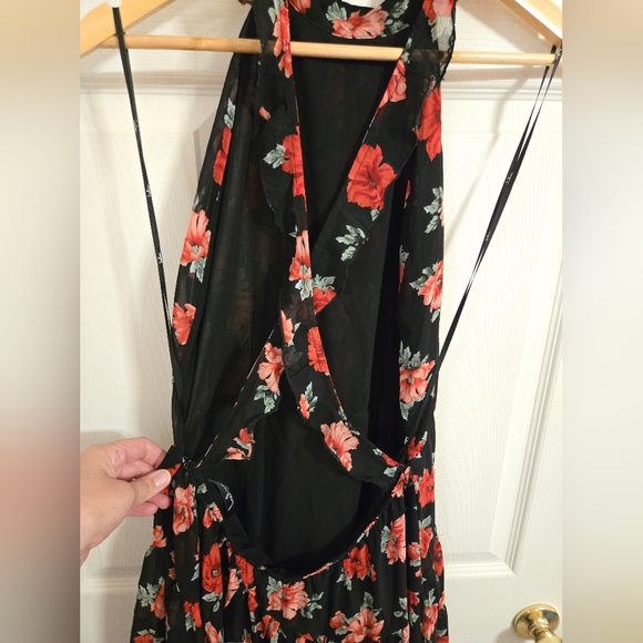 Lulu's Black and Red Floral Backless Dress Jane Anne Size XL - Picture 7 of 15
